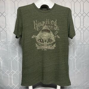 Lucky Brand Kings Head Bourbon Heather Olive Green Graphic Tee Size Medium